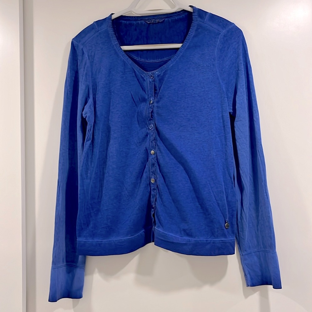 Bright blue sandwich cardigan, light cotton